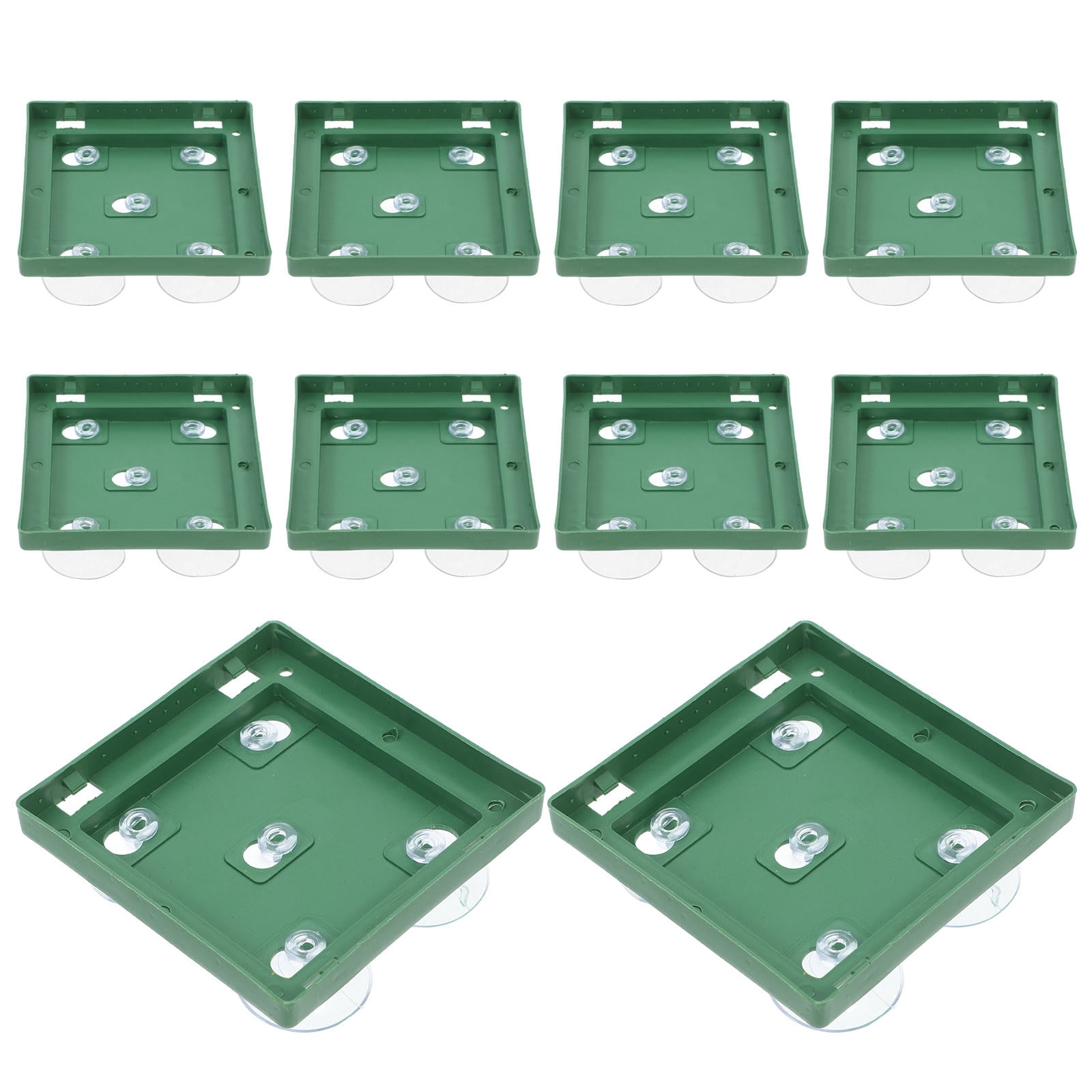 FOMIYES Floral Cage Holder Green Plastic for Home Suction Cup Design Flower Mud Tray 20Pcs