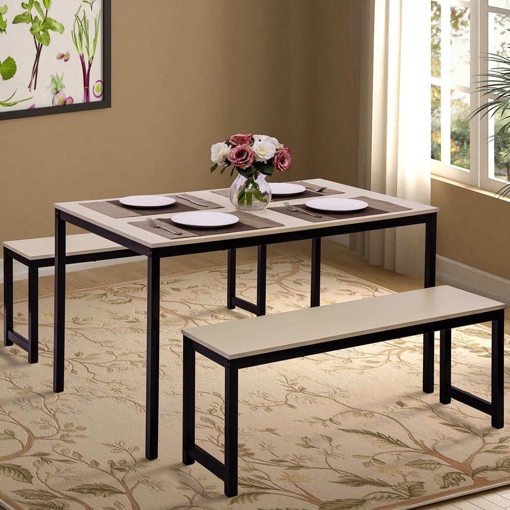 Kitchen Table and Chairs for 4, Modern Small Dining Table with 2