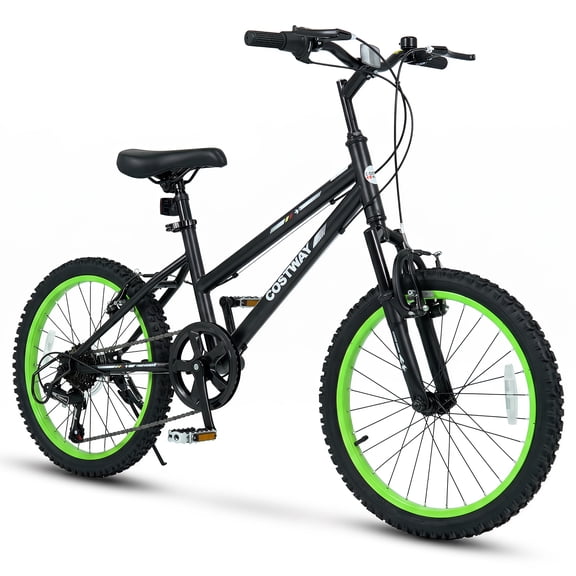 Costway 20" Mountain Bike with Adjustable Seat, Front Suspension Fork, Handbrakes Black