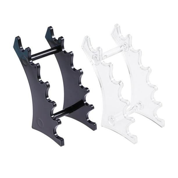 2pcs Nail Art Borstel Houder Nagels Salon Borstels Pen Rack Accesorio Tallado Portador Opslag Manicura Herramienta Acryl Houder Stands (Negro y Transparente)