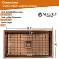 thumbnail image 7 of Strictly Sinks 32 Inch Undermount Single Bowl Kitchen Sink – Sink with Bottom Grid & Drain – Copper, 7 of 7