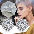 thumbnail image 3 of CILENON Small Full Diamond Stud Earrings Simple And Versatile Earrings For Women Perfect Earrings Wedding For Any Occasion (Silver,One Size), 3 of 6