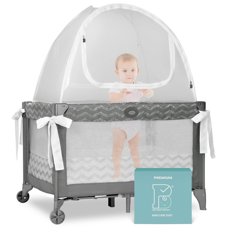 Free Shipping Pro Baby Safety Premium Pack n Play Tent Mini Crib Tent to Keep Baby from Climbing Out Auto Pop Up Pack and Play Tent with Auto Lock Zippers Thick Velvety Breathable