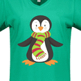 thumbnail image 4 of Inktastic Cute Penguin, Penguin With Striped Scarf Women's V-Neck T-Shirt, 4 of 5