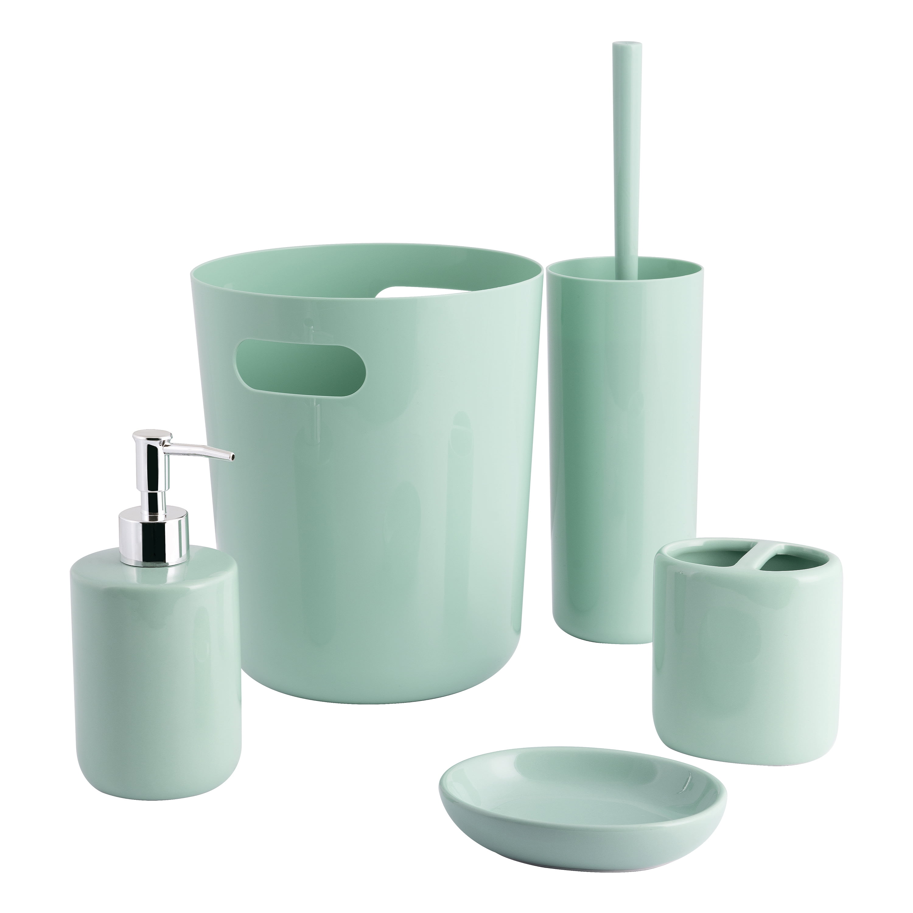 Mainstays Basic Plastic Toilet Bowl Brush Holder Clearly Aqua