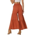 thumbnail image 3 of INSPIRE CHIC Women's Boho Pants Elastic High Waist Ruffled Flare Palazzo Chic Wide Leg Pants XL Caramel, 3 of 6