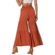 thumbnail image 3 of Pantalones Boho para Mujer INSPIRE CHIC con Cintura Alta Elástica y Volantes, Pantalones Palazzo de Pierna Ancha XS Caramelo, 3 of 6