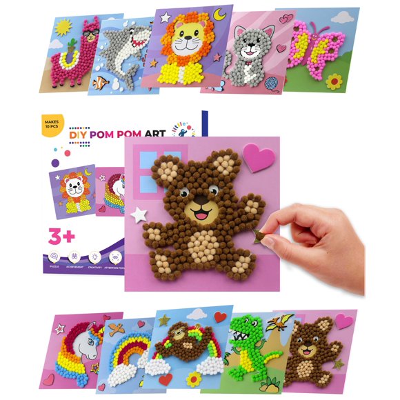 Kit de manualidades con pompones pequeños Júpiter para niños de 3 a 5 años