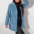 thumbnail image 4 of Enjoytime Fleece Jacket Women Fall Winter Button Down Hooded Teddy Coat Soft Warm Casual Mid Length Long Sleeve Outerwear, 4 of 7