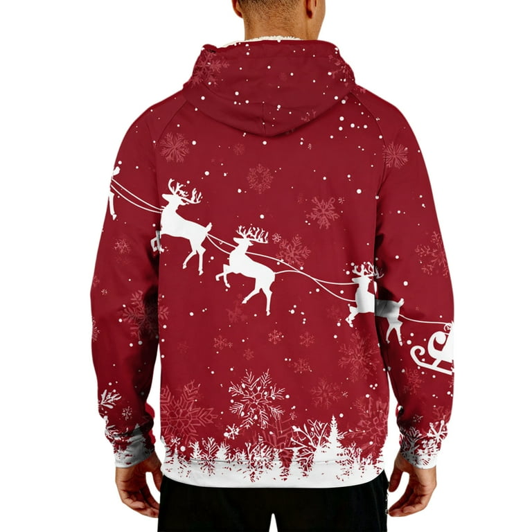 Zimjoy Men's Christmas Hoodies Winter Warm Fleece Hoodies Heavy