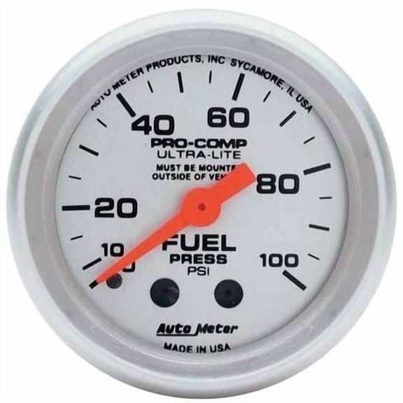 AUTO METER 4312 2IN FUEL PRESS, 0-100 PSI MECH, ULTRA-LITE