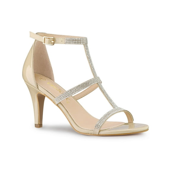 BLISSFUL STEP Women's Rhines Ankle Strap Stiletto High Heels Sandals