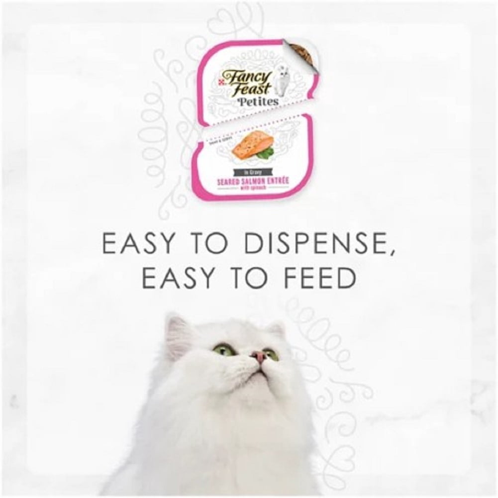 (24 pack) Purina Fancy Feast Petites Seared Salmon Entree with Spinach in Gravy Wet Cat Food, 2.8 oz, 12 Pack