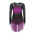 thumbnail image 3 of Sholeno Girls Gradient Color Figure Skating Dress Rhinestone Shiny Mesh Long Sleeve Dance Dresses Purple 6, 3 of 6