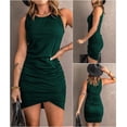 thumbnail image 4 of YAZI Women Casual Dress Crew Neck Ruched Summer Sleeveless Tank Bodycon Shirt Short Mini Dresses, 4 of 12