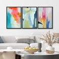 thumbnail image 4 of IDEA4WALL Framed Canvas Print Wall Art Set of 3 Colorful Abstract Prints Minimalist Rainbow Vividness Pastels Modern Wall Art Preppy Room Artwork Boho for Home Decor - Black 16"x24"x3, 4 of 5