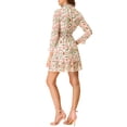 thumbnail image 3 of INSPIRE CHIC Robe Courte à Volants à Fleurs pour Femme, Manches Longues, Col Smocké, Superposée, TP, Blanc, 3 of 6