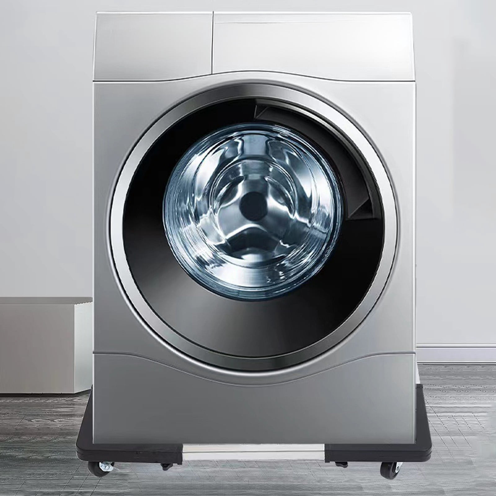 Adjustable Washing Machine Tray 16.3x7.4 Inch, Extendable Rolling Dolly with 360° Wheels, Heavy Duty Appliance Mobile Base for Refrigerator Water Heater, Drainage Hole Leak Proof
