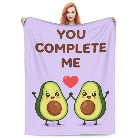 Avocado Gift Blanket, Funny Romantic Throw Blanket for Couples, Soft Flannel Plush Blanket, Anniversary Wedding Valentine's Day Gift 50x40