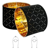 KFFKFF Set of 2 Drum Lamp Shades, 13-inch Top and Bottom Diameter, 10-inch Height, Medium-Sized Shades with Harp, Suitable for Table Lamps, Floor Lamps, and Pendant Lights, Black