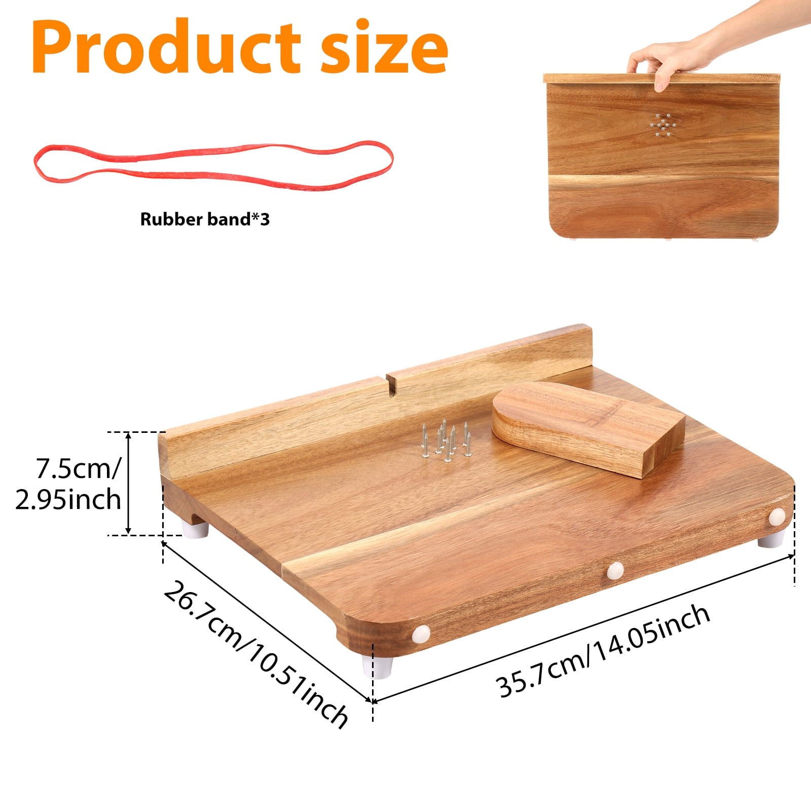 LINFANG Wooden Adaptive Cutting Board With Spike Smooth Surface Handicapped Kitchen Board With Anti Slip Bottom for Vegetable Fruit Meat