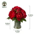 thumbnail image 5 of DR.Planzen 12in Artificial Peonies with Vase Red Artificial Peony Flower Arrangement – 9 Bloom Realistic Faux Peonies in Glass Vase with Faux Water for Table Centerpiece Wedding Home Office Decor, 5 of 8