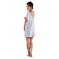 thumbnail image 6 of Women's Sleepwear Lightweight Super Soft Bamboo Short Sleeve V Neck Chiffon Detail Nightgown - Made in Turkey (Large, Gray), 6 of 6