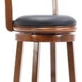 thumbnail image 2 of Benjara Pal 29 Inch Swivel Bar Stool, Solid Wood, Bonded Leather, Walnut Brown, 2 of 5