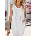 thumbnail image 6 of TEMOFON Womens Tank Tops Summer Sleeveless Tops for Women Solid Casual Blouses Crew Neck Elegant Chiffon Vest White Tee, 6 of 6