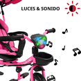 thumbnail image 2 of Triciclo Doble para Niños Asiento Giratorio Gemelar Luz Sonido Cinturón de Seguridad Llantas de Goma Apto a partir de 1 Año - Rosa, 2 of 7