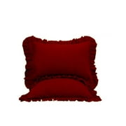 The Great American Store Premium Collections 2PC Ruffle Pillowshams (Euro 22 x 22, Burgundy) 1800 Series Microfiber Wrinkle & Stain Resistant