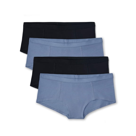 Pact Organic Cotton Women's Everyday Boy Short Underwear, 4-Pack