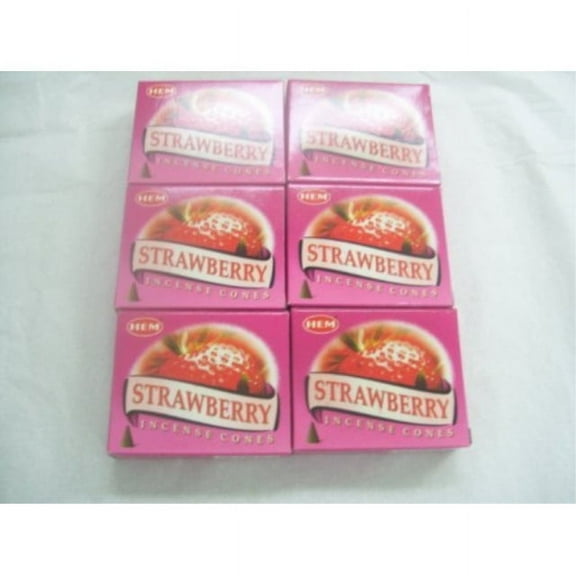 HEM Strawberry Incense Cones, 6 Packs of 10 Cones = 60 Cones