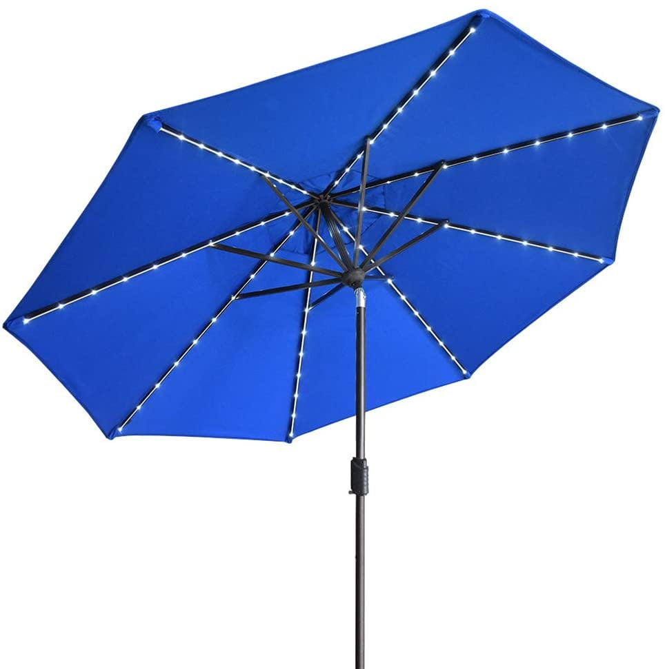 EliteShade Sunbrella Solar Umbrellas 9ft Market Umbrella with 80 LED