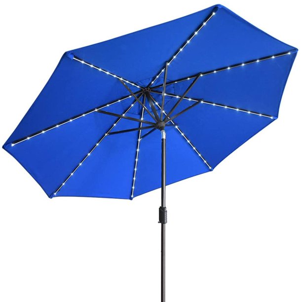 EliteShade Sunbrella Solar Umbrellas 9ft Market Umbrella with 80 LED