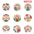 thumbnail image 2 of 90 Uds etiquetas adhesivas de Navidad suministros de decoración de fiesta redonda (A), 2 of 6