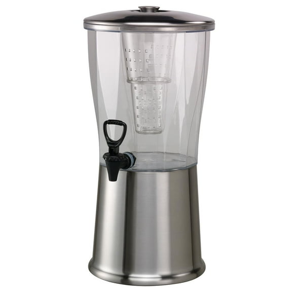 Service Ideas CBDRT3SS Cold Beverage Dispenser, Stainless Steel, 3 Gallon, BPA-free Tritan Container, Optional Infuser Tube,