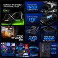 thumbnail image 3 of PC Gamer Completa IA Xtreme PC Gaming NVIDIA GeForce RTX 5060 AMD Ryzen 7 5700 16GB SSD 1TB Monitor Curvo 27 180Hz Sistema Liquido WIFI Mario Galaxy Productividad Versátil Acelerada con IA, 3 of 6