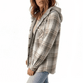 thumbnail image 2 of Women Long Sleeve Button Down Plaid Warm Hooded Jacket Women Fleece Plaid Shacket Jacket, 2 of 5
