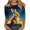 thumbnail image 3 of TaTaai Women's Casual Easter Top Round Neck 3/4 Sleeve Pullover T-Shirt Printed Design Loose Fit Holiday Spring Festival Blouse Gift, 3 of 5