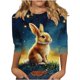 thumbnail image 3 of TaTaai Women's Casual Easter Top Round Neck 3/4 Sleeve Pullover T-Shirt Printed Design Loose Fit Holiday Spring Festival Blouse Gift, 3 of 5