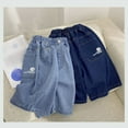 thumbnail image 6 of BOOMNY Kids Boys Jeans Casual Solid Color Wide Leg Denim Shorts Lightweight Loose Short Jeans With Pocket 6-7 Years, 6 of 8