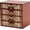 Light Tribal Boho, variant on Mid-Century Modern Geometric Wood Desk Organizer with 4 Drawers for Office Supplies and Craft Tools, Earth Tone Storage Cabinet