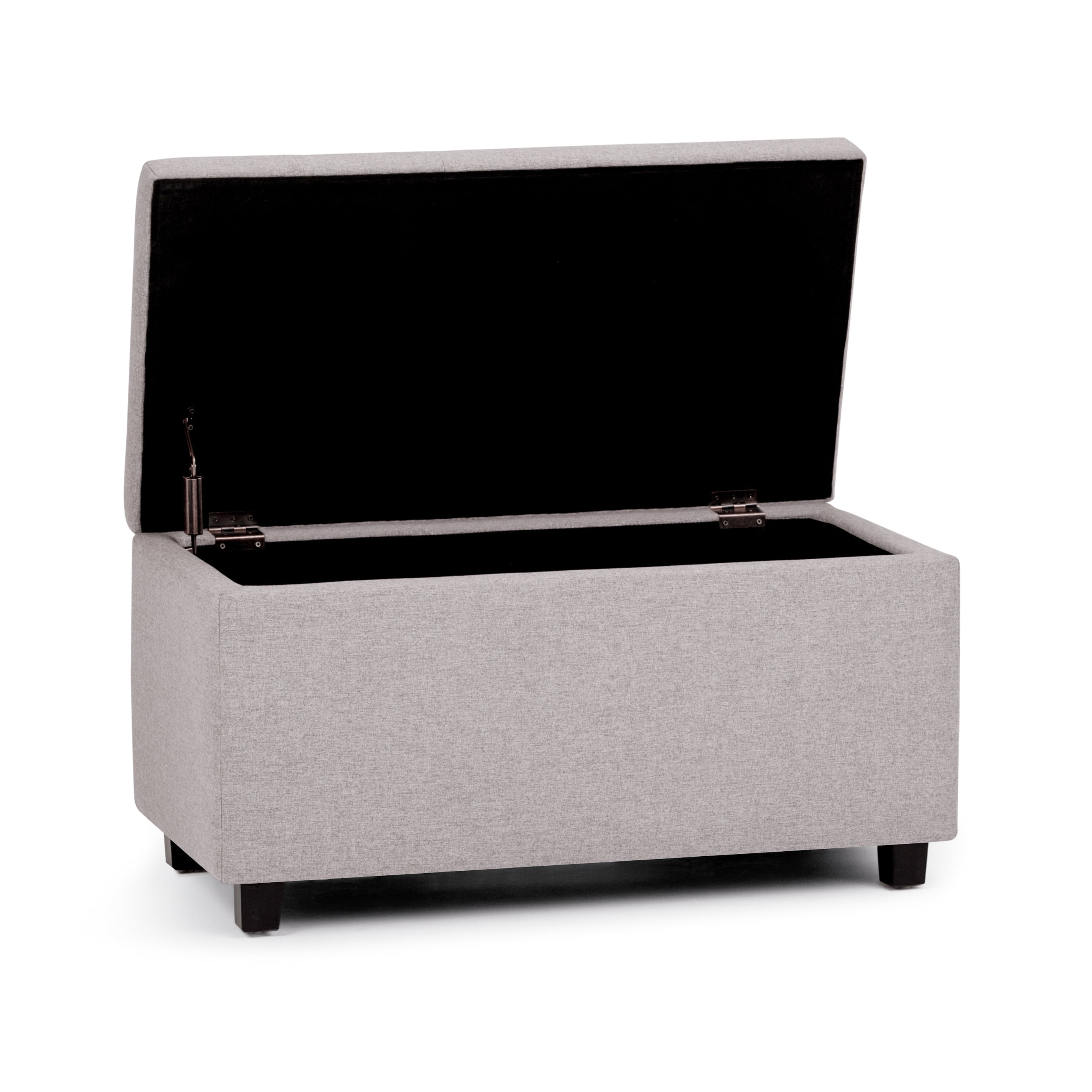 Cosmopolitan 34 inch Wide Transitional Storage Ottoman in Cloud Grey Linen-Look Fabric
