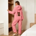 thumbnail image 6 of Karymi Women's Sleepwear Cable Knit Fleece Hooded Onesie Pajamas, Zip Front , Long Sleeve, Plush One Piece Loungewear, Cute Bear Ear Hood, Warm Winter Home Sleepwear, 6 of 9