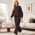 thumbnail image 6 of Polka Dot Set Women Oversized Hoodie and Wide Leg Sweatpants Comfy and Cozy Fleece Sweatsuits Large Kangaroo Pocket 2 Piece Sweat Set For Streetwear Airport Daily Home Wear, 6 of 7