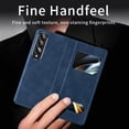 thumbnail image 4 of MonsDirect for 7.6 inch Samsung Galaxy Z Fold 3 5G 2021 Case, Nappa Leather with Flip Folding Magnetic Face Cover, Window Design with Hidden Kickstand Full Protective Case for Galaxy 3, Nappa Blue, 4 of 7