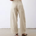 thumbnail image 4 of iHPH7 Loose Pants for Women High Waisted Pants for Women Cotton Pants for Women Womens Trousers Boho Pants for Women Wide Leg Pants Woman Streetwear Beige L, 4 of 4