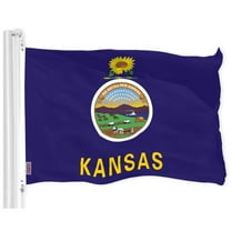 G128 Kansas KS State Flag | 3x5 Ft | LiteWeave Pro Series Printed 300D Polyester | Indoor/Outdoor, Vibrant Colors, Brass Grommets