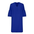 thumbnail image 5 of Diufon Women's Summer Casual Dresses V Neck Layer 3/4 Length Sleeve Dress Solid Color Dress, 5 of 5